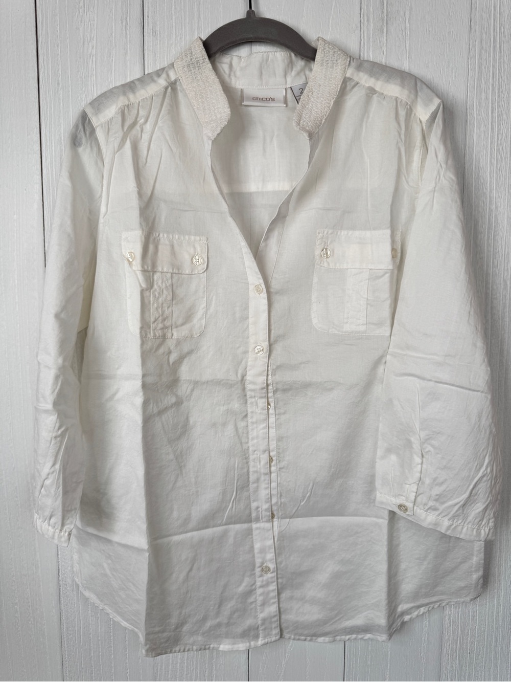 Chico's White Button-Front Utility Shirt
